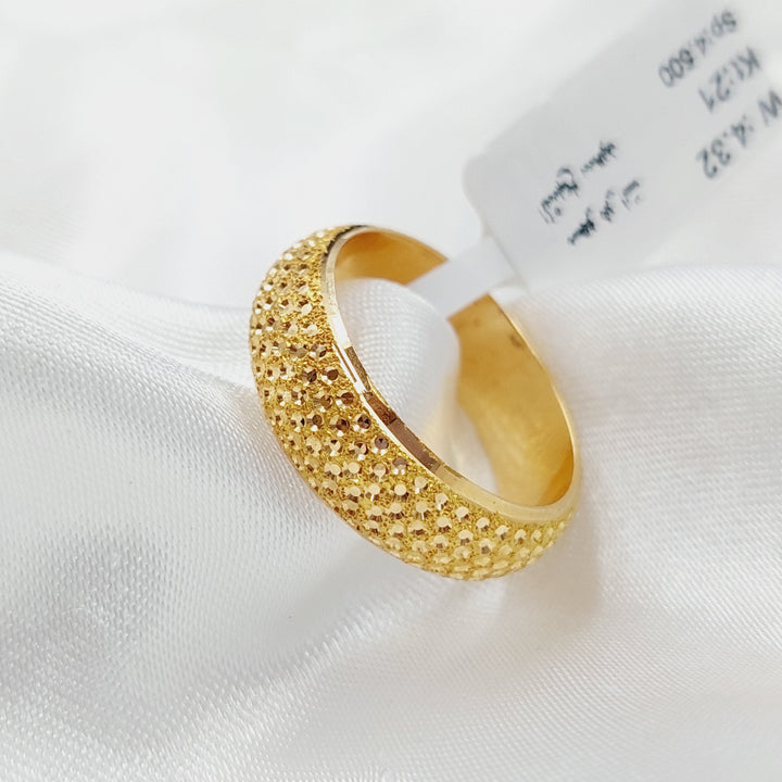 21K Gold Engraved Wedding Ring by Saeed Jewelry - Image 4