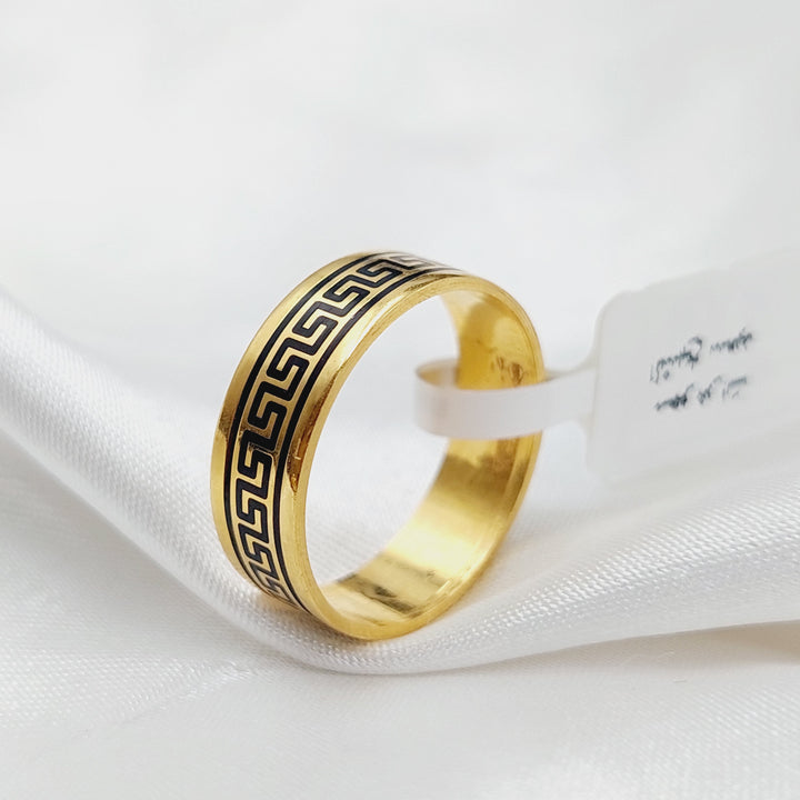 21K Gold Engraved Wedding Ring by Saeed Jewelry - Image 1