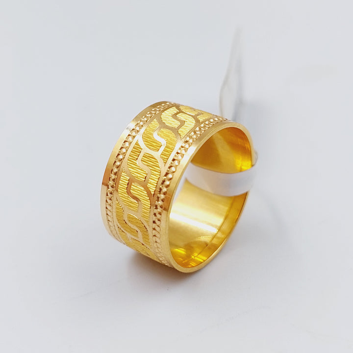 21K Gold Engraved Wedding Ring by Saeed Jewelry - Image 1