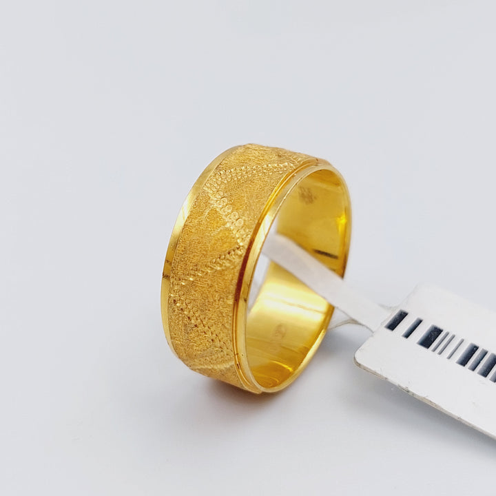 21K Gold Engraved Wedding Ring by Saeed Jewelry - Image 1