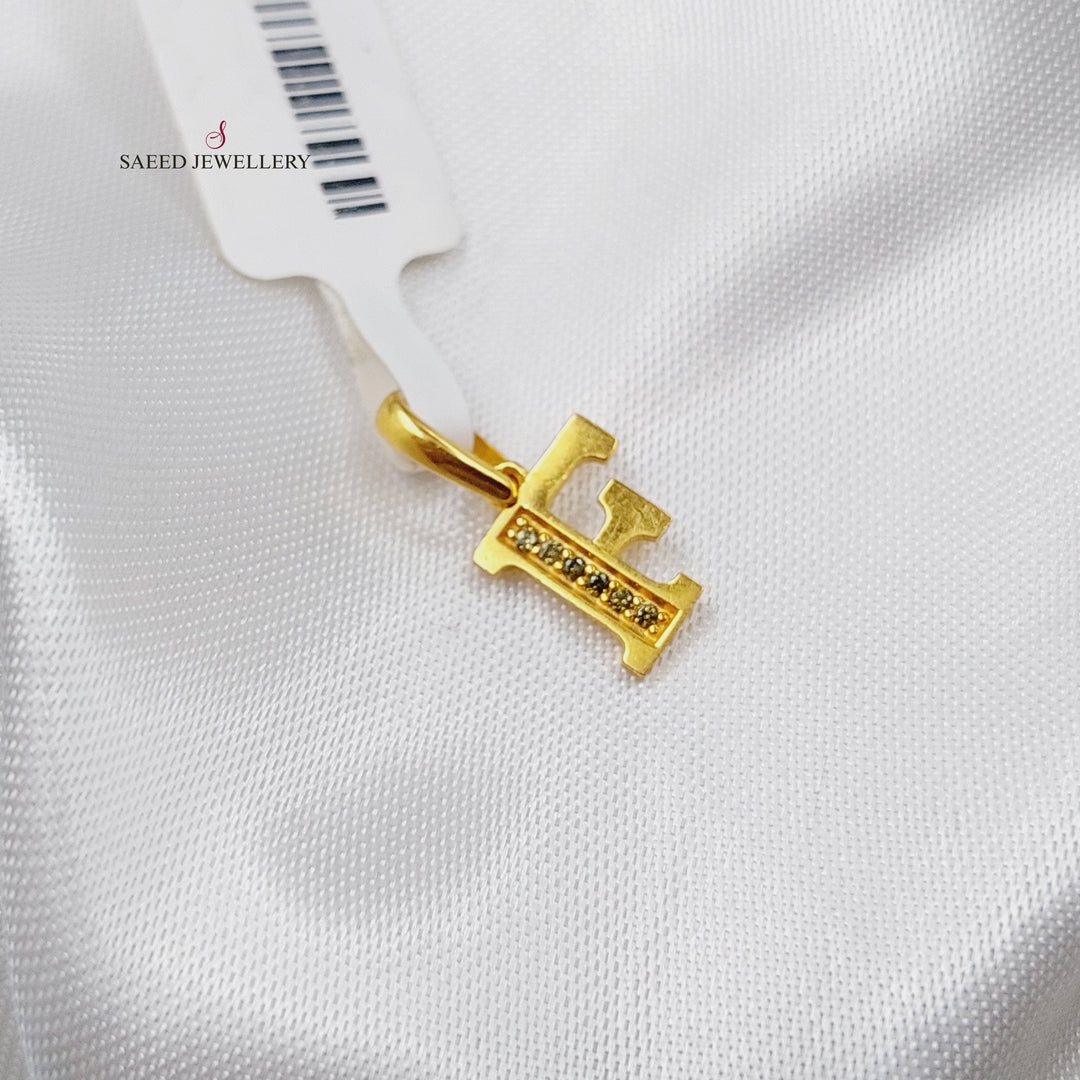 21K Gold F Letter Pendant by Saeed Jewelry - Image 2