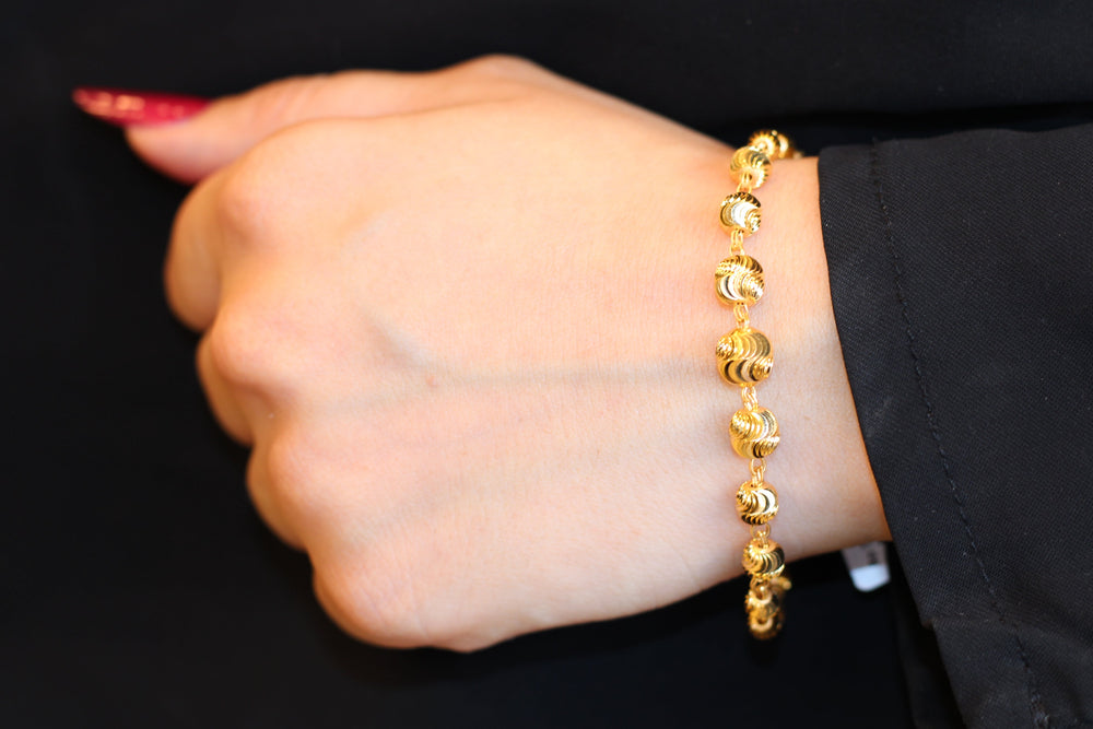 21K Gold Fancy Balls Bracelet by Saeed Jewelry - Image 2