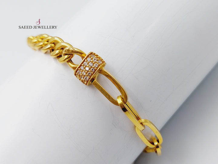 21K Gold Fancy Chain Bracelet by Saeed Jewelry - Image 7