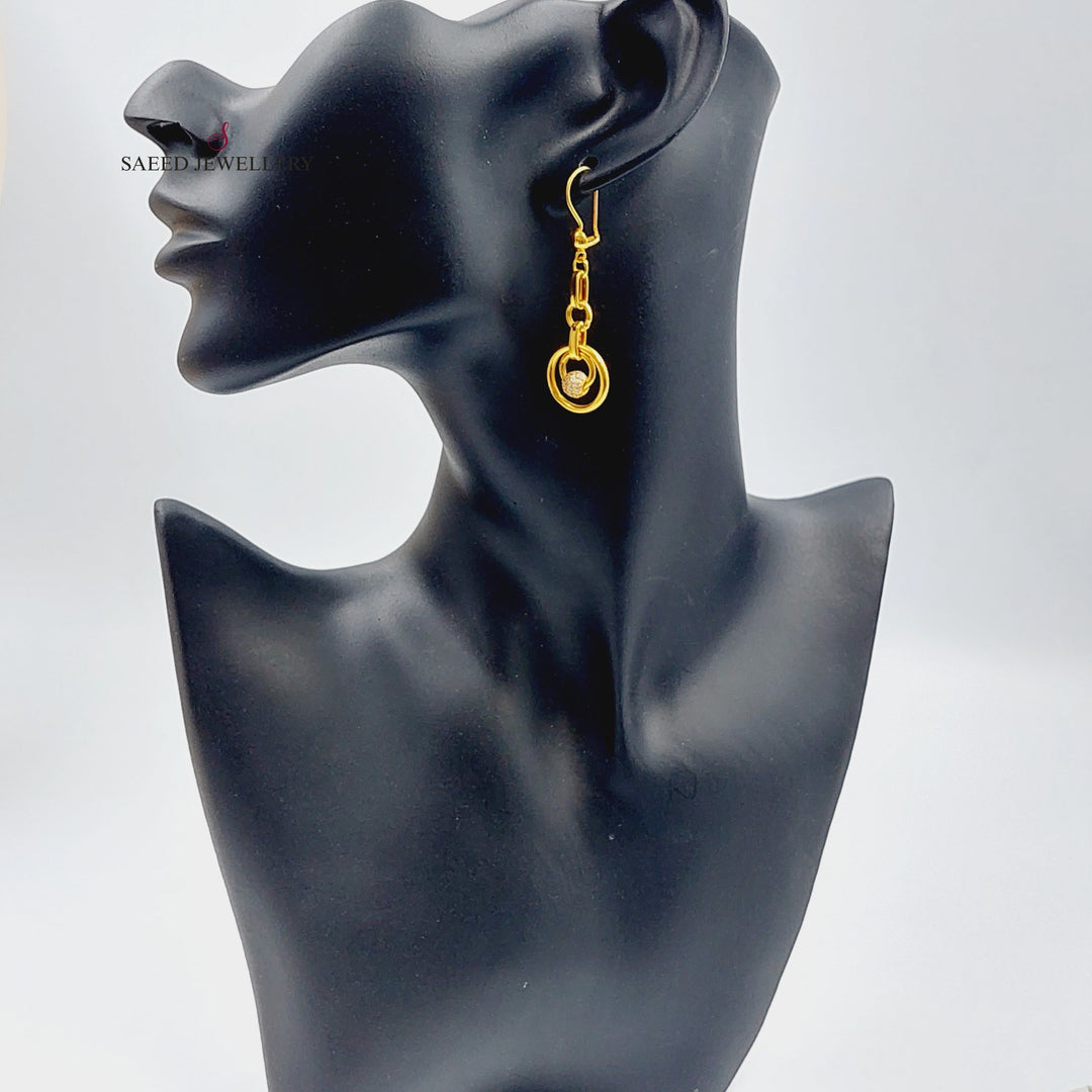 21K Gold Fancy Earrings by Saeed Jewelry - Image 3