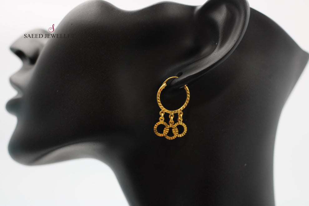 21K Gold Fancy Earrings by Saeed Jewelry - Image 3