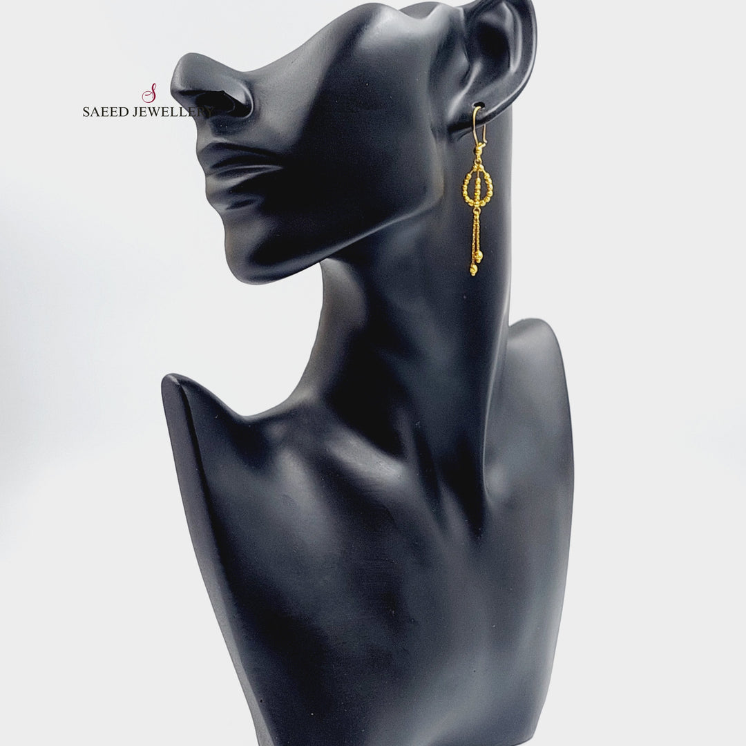 21K Gold Fancy Earrings by Saeed Jewelry - Image 3