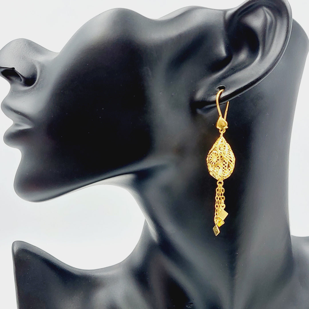 21K Gold Fancy Earrings by Saeed Jewelry - Image 2