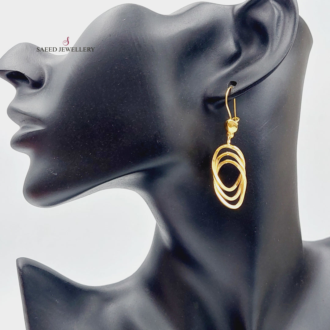 21K Gold Fancy Earrings by Saeed Jewelry - Image 3