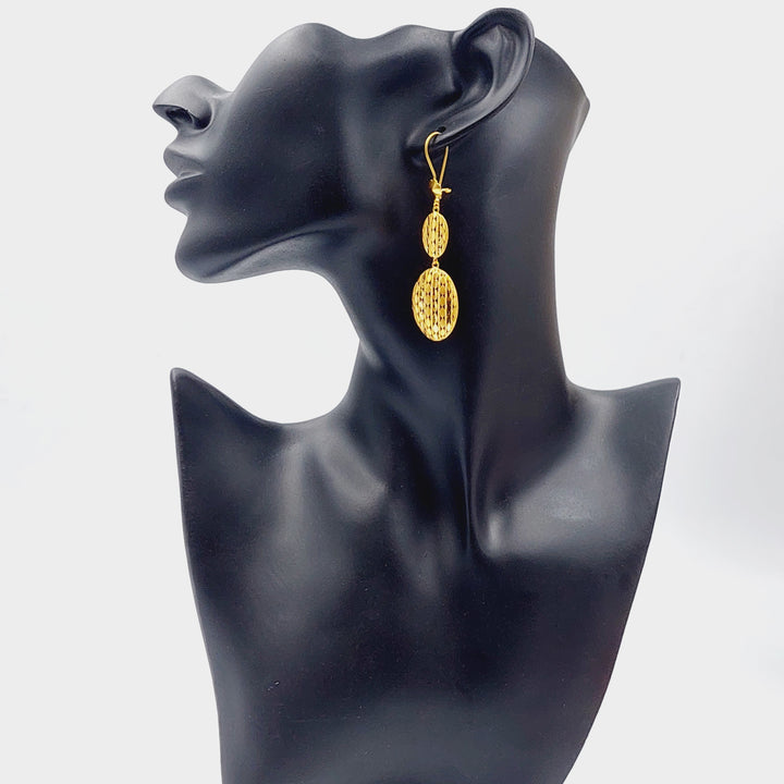 21K Gold Fancy Earrings by Saeed Jewelry - Image 2