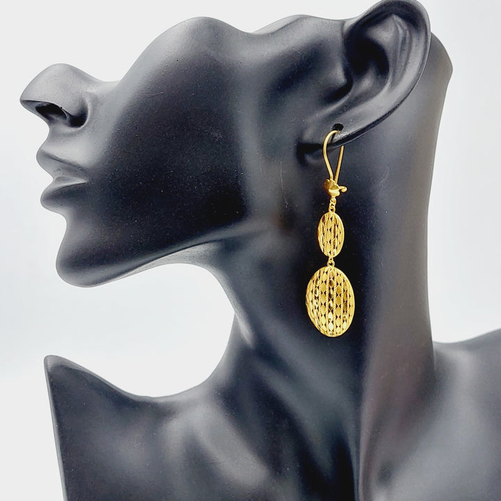 21K Gold Fancy Earrings by Saeed Jewelry - Image 2