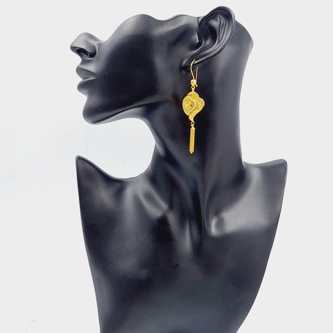 21K Gold Fancy Earrings by Saeed Jewelry - Image 3