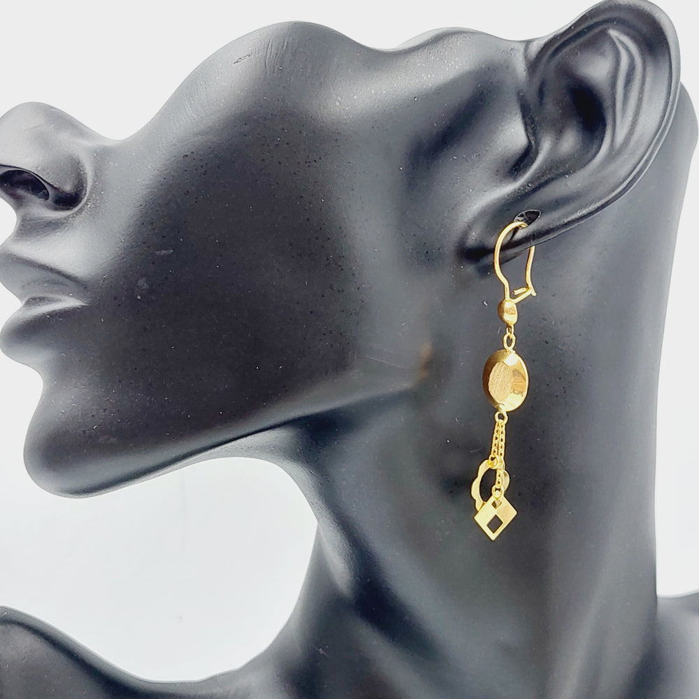 21K Gold Fancy Earrings by Saeed Jewelry - Image 2