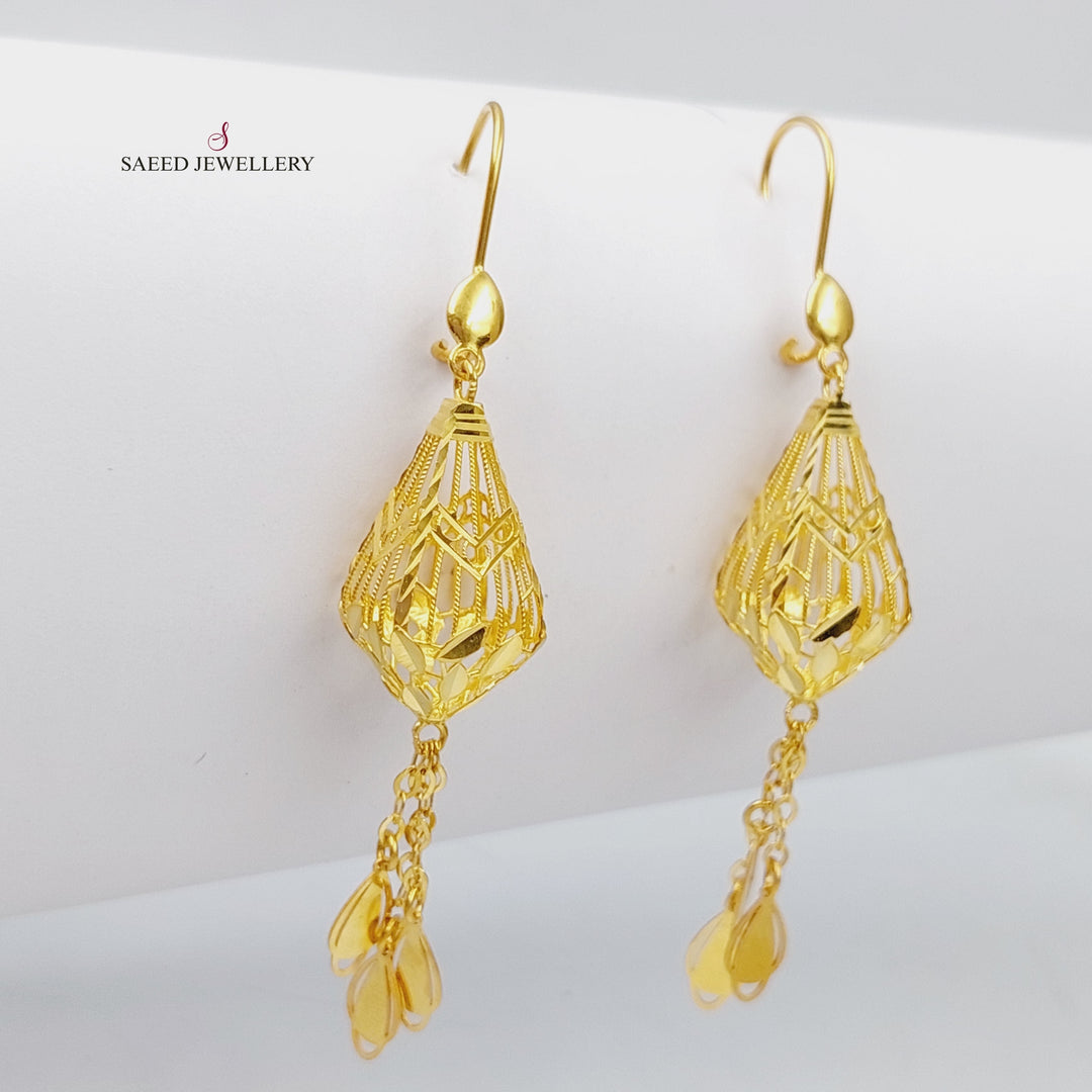 21K Gold Fancy Earrings by Saeed Jewelry - Image 4