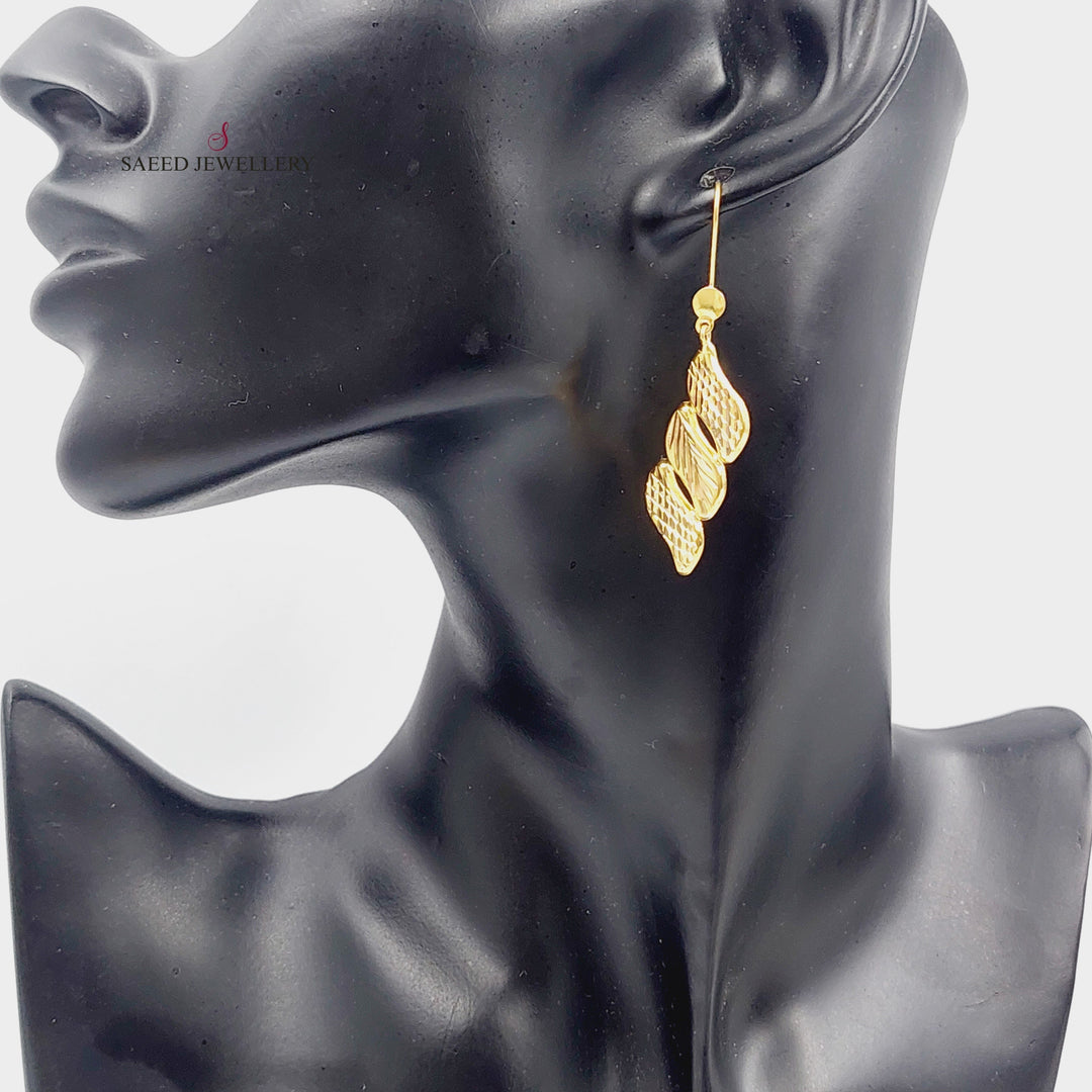 21K Gold Fancy Earrings by Saeed Jewelry - Image 2