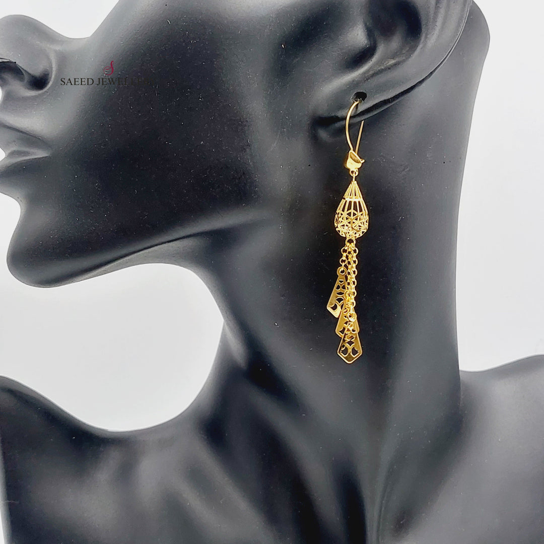 21K Gold Fancy Earrings by Saeed Jewelry - Image 2