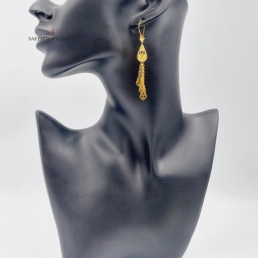 21K Gold Fancy Earrings by Saeed Jewelry - Image 3