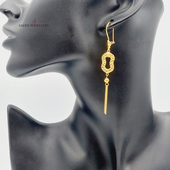 21K Gold Fancy Earrings by Saeed Jewelry - Image 2