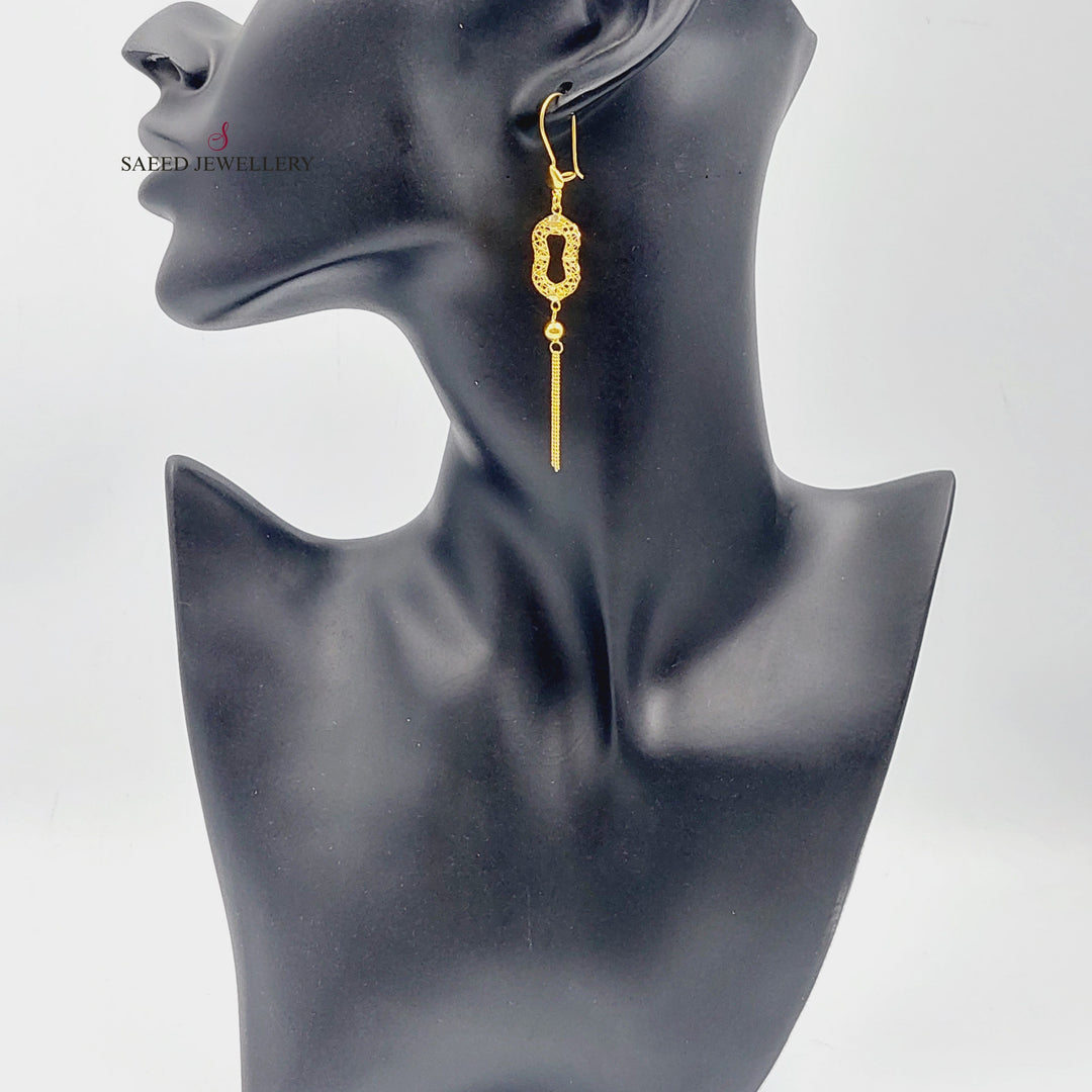 21K Gold Fancy Earrings by Saeed Jewelry - Image 3