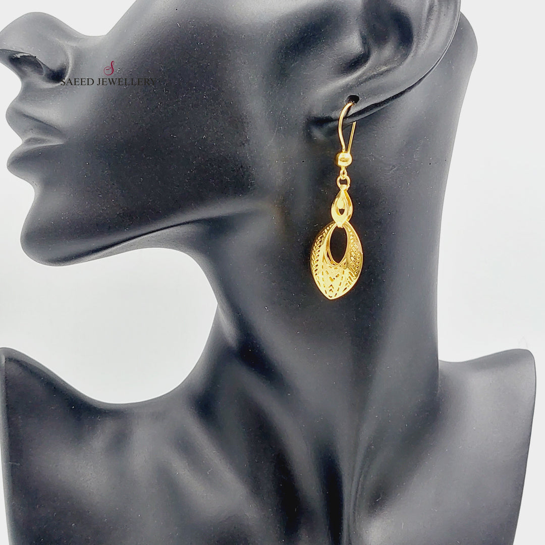 21K Gold Fancy Earrings by Saeed Jewelry - Image 3