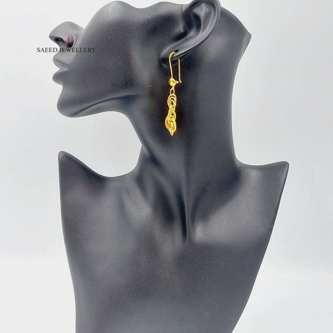 21K Gold Fancy Earrings by Saeed Jewelry - Image 3