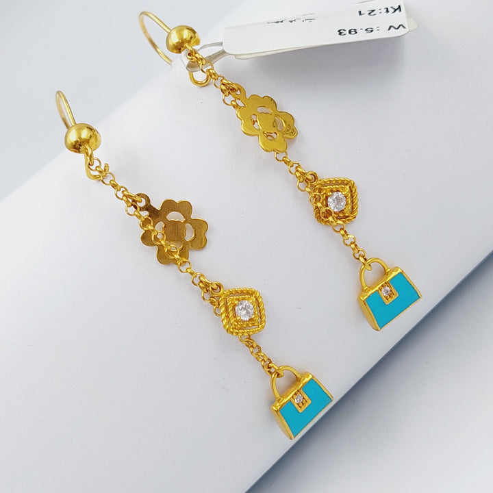 21K Gold Fancy Earrings by Saeed Jewelry - Image 3