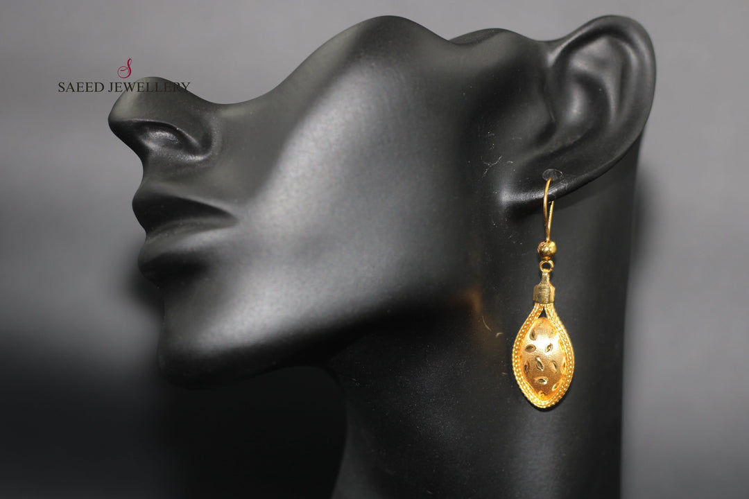 21K Gold Fancy Earrings by Saeed Jewelry - Image 2