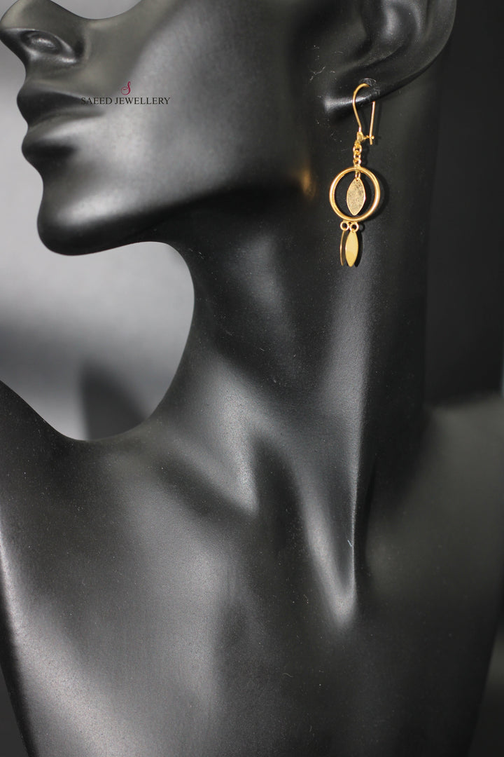 21K Gold Fancy Earrings by Saeed Jewelry - Image 3