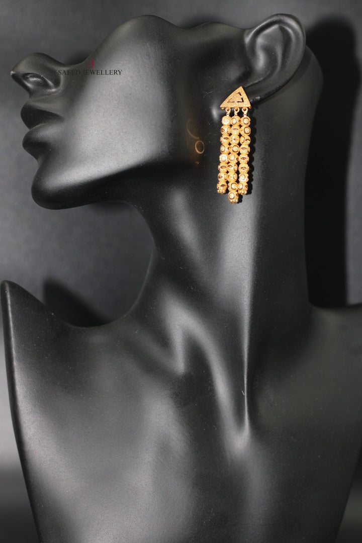 21K Gold Fancy Earrings by Saeed Jewelry - Image 3