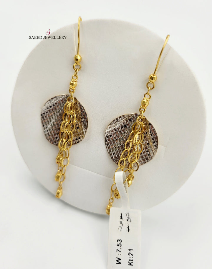 21K Gold Fancy Earrings by Saeed Jewelry - Image 3