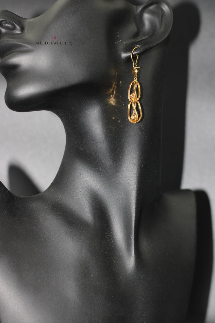 21K Gold Fancy Earrings by Saeed Jewelry - Image 3