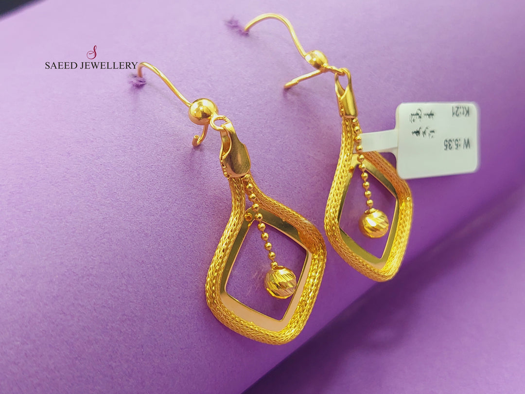 21K Gold Fancy Earrings by Saeed Jewelry - Image 2