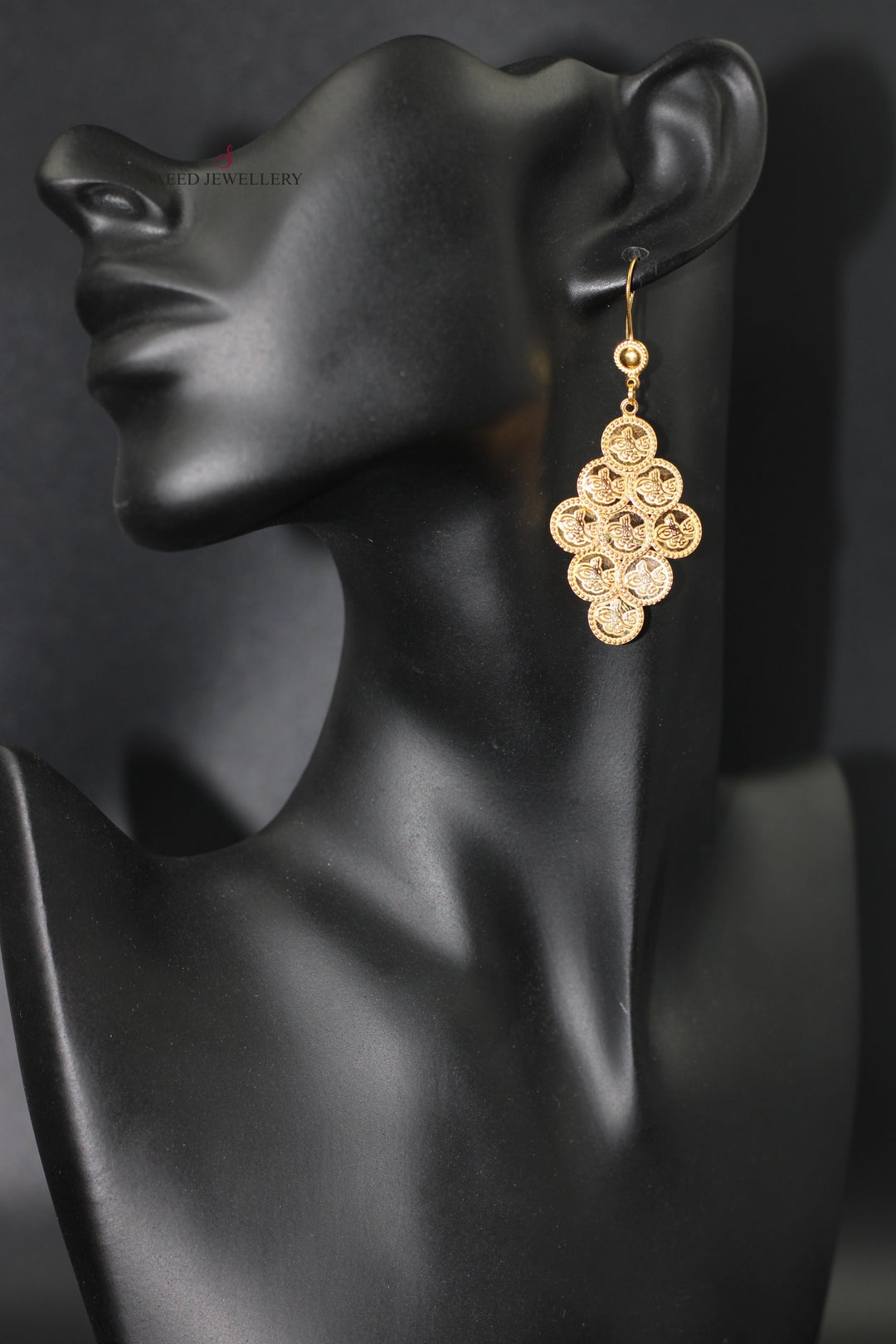 21K Gold Fancy Earrings by Saeed Jewelry - Image 2