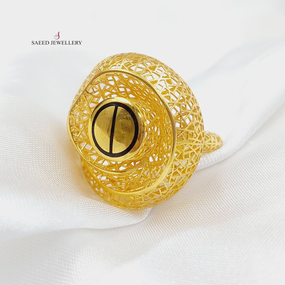 21K Gold Fancy Enamel Ring by Saeed Jewelry - Image 3