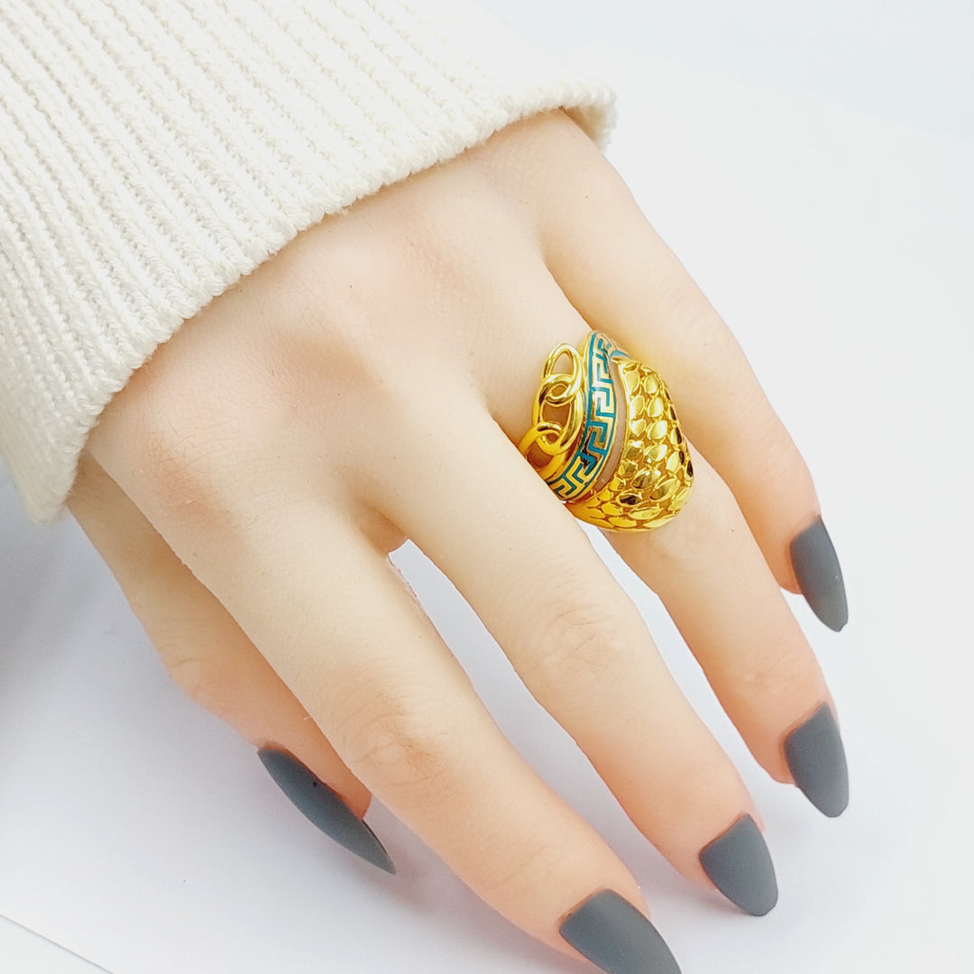 21K Gold Fancy Enamel Ring by Saeed Jewelry - Image 2