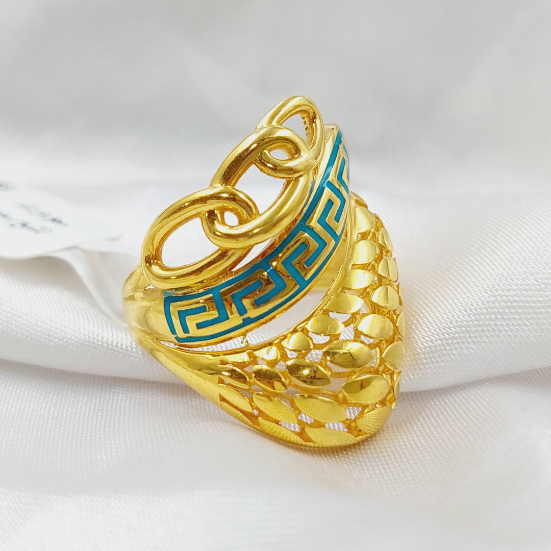 21K Gold Fancy Enamel Ring by Saeed Jewelry - Image 3