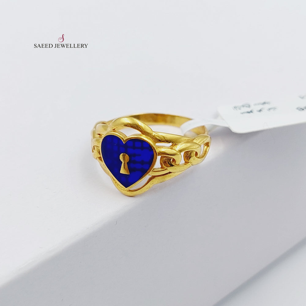 21K Gold Fancy Lock Ring by Saeed Jewelry - Image 2