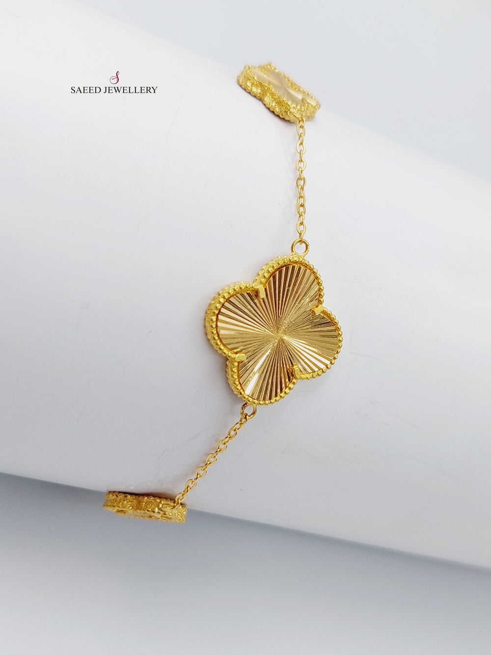 21K Gold 21K Fancy Clover Bracelet by Saeed Jewelry - Image 2