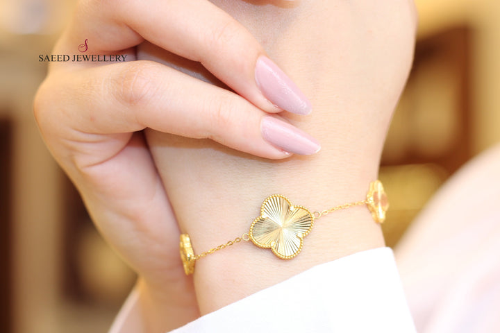 21K Gold 21K Fancy Clover Bracelet by Saeed Jewelry - Image 3