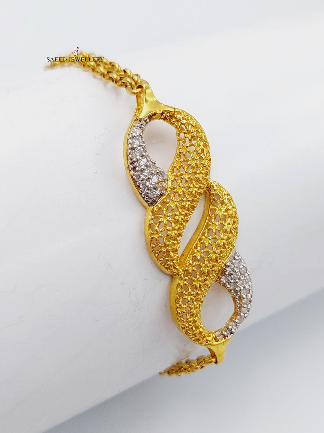 21K Gold Fancy Zirconia Bracelet by Saeed Jewelry - Image 3