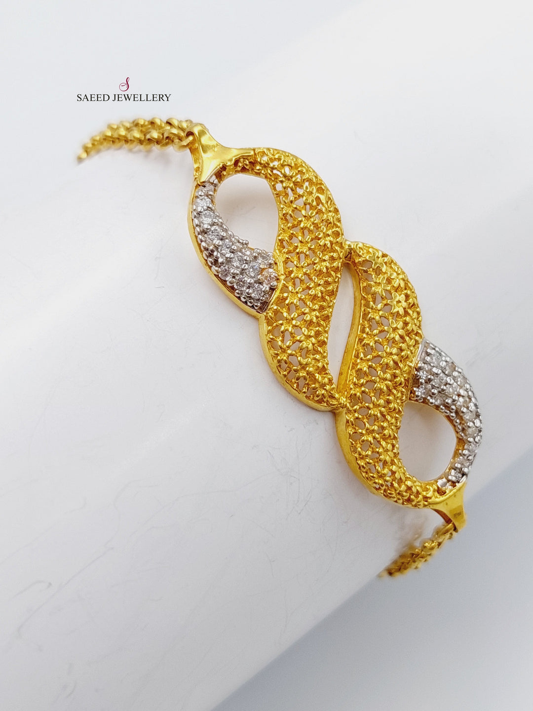 21K Gold Fancy Zirconia Bracelet by Saeed Jewelry - Image 4