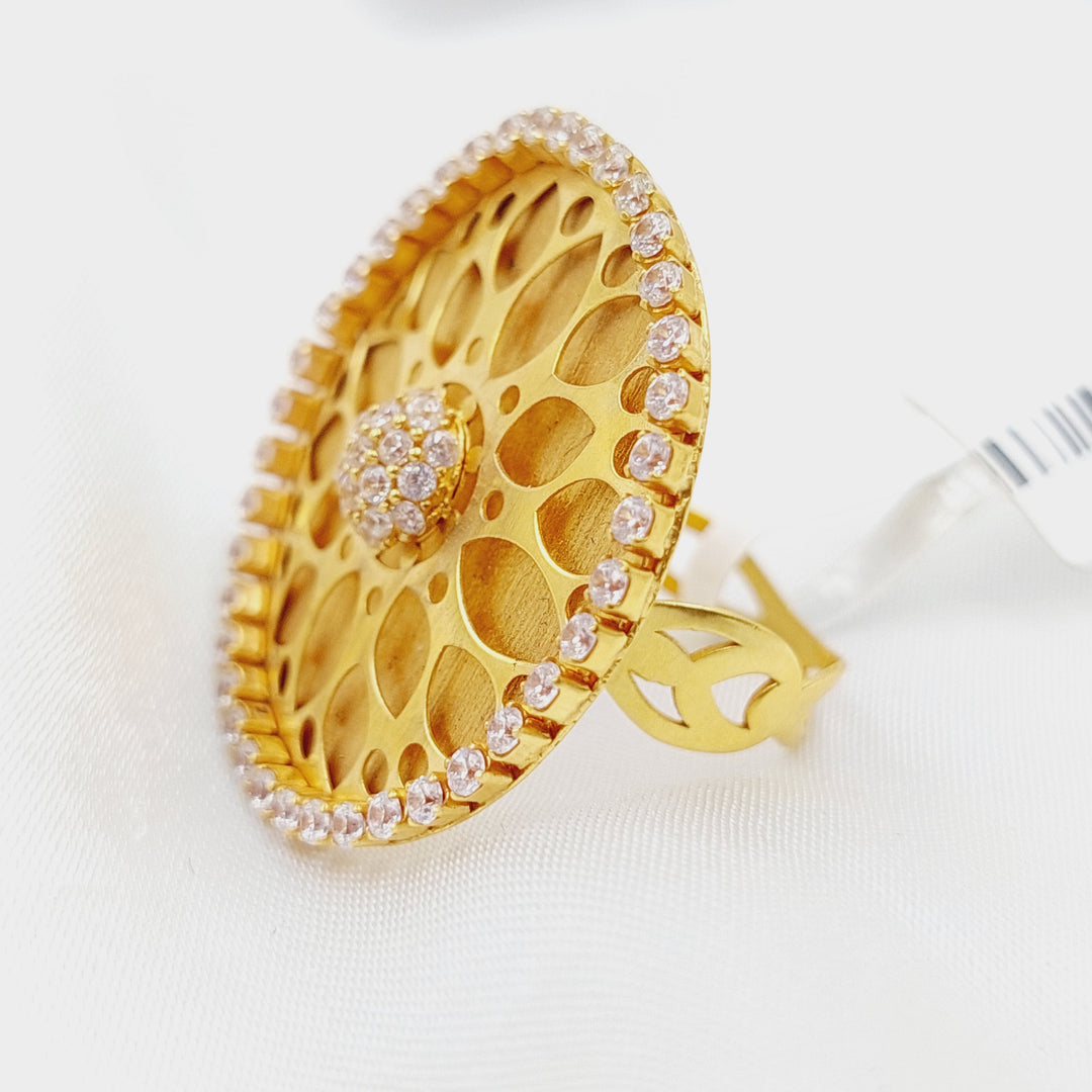 21K Gold Fancy Zirconia Ring by Saeed Jewelry - Image 3