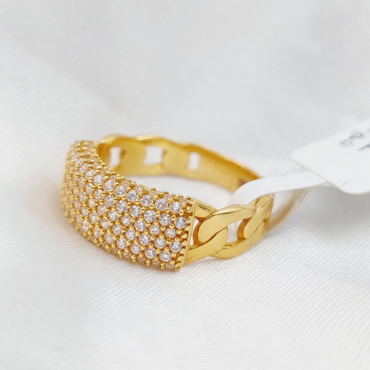 21K Gold Fancy Zirconia Ring by Saeed Jewelry - Image 3