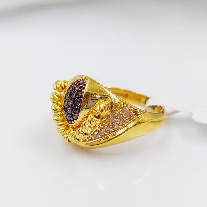 21K Gold Fancy Zirconia Ring by Saeed Jewelry - Image 3