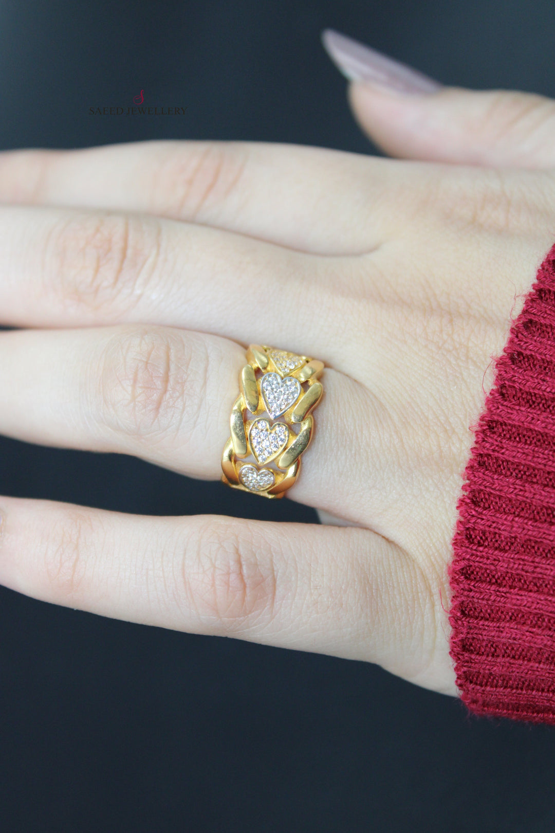 21K Gold Fancy Zirconia Ring by Saeed Jewelry - Image 4