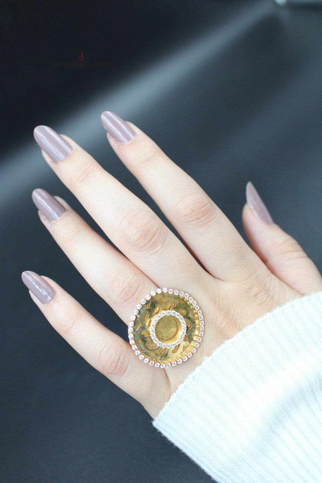 21K Gold Fancy Zirconia Ring by Saeed Jewelry - Image 2