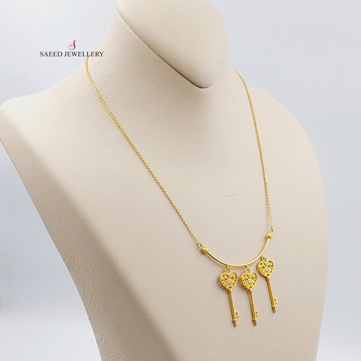 21K Gold Fancy key Necklace by Saeed Jewelry - Image 4