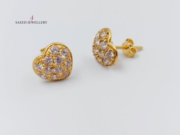 21K Gold Fancy screw Earrings by Saeed Jewelry - Image 1