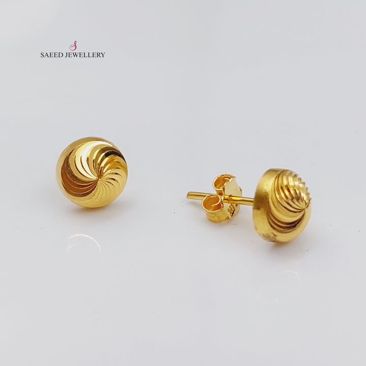 21K Gold Fancy screw Earrings by Saeed Jewelry - Image 4