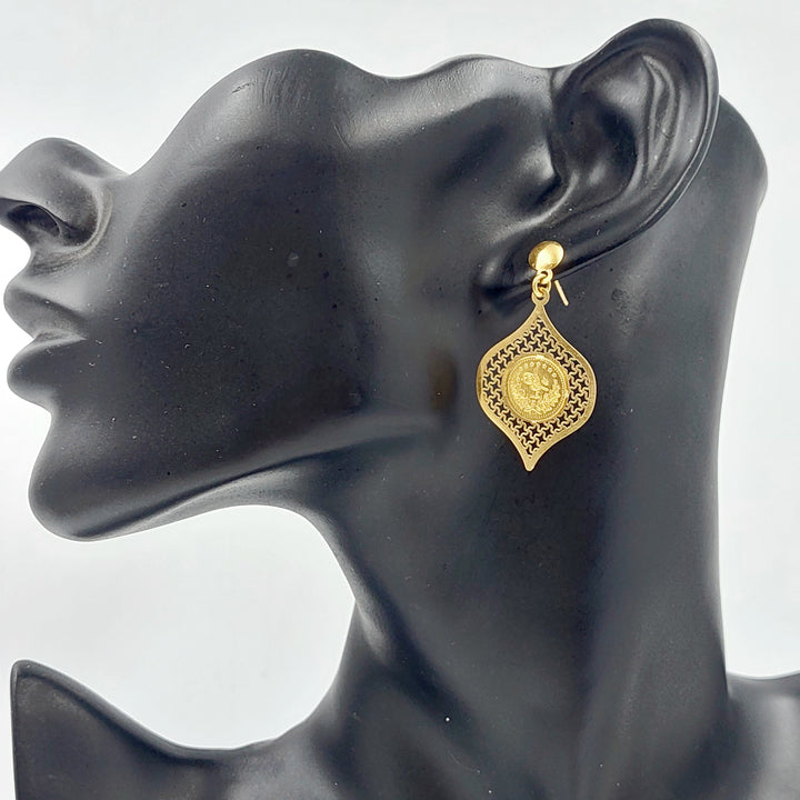 21K Gold Fancy screw Earrings by Saeed Jewelry - Image 2