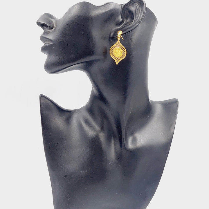 21K Gold Fancy screw Earrings by Saeed Jewelry - Image 3